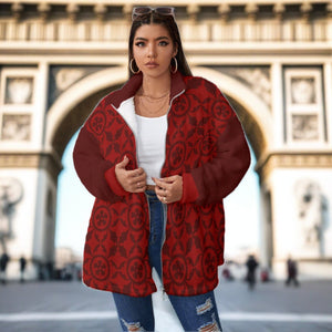 Renaissance Women's Borg Fleece Stand-up Collar Coat With Zipper Closure(Plus Size)
