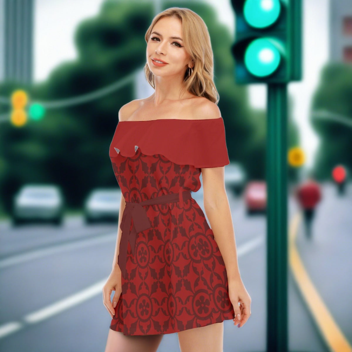 Renaissance Women's Off-shoulder Dress With Ruffle