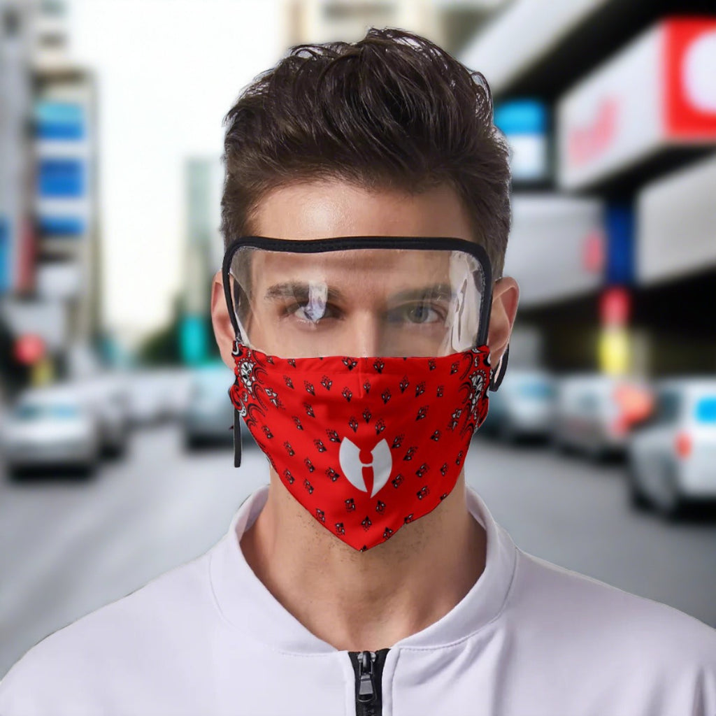 Red Bandana Mask with Eye Shield