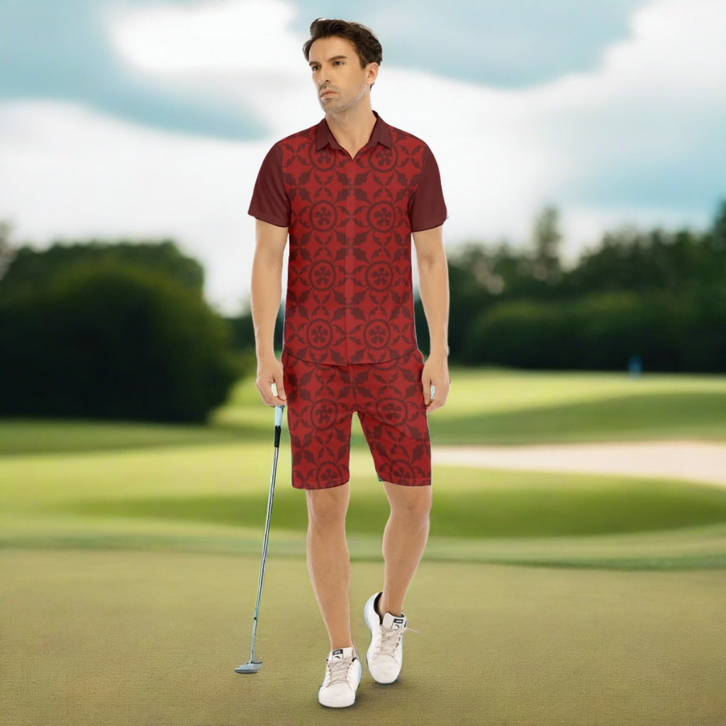 Renaissance Rubiez Short Sleeve Collered Shirt and Shorts Set