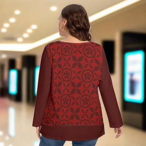 Renaissance Women’s O-Neck T-shirt With Decorative Buttons (Plus Size)