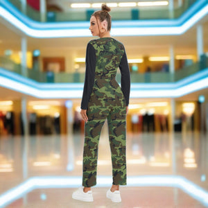 Designer Camo Women's V-neck High Waist Jumpsuit