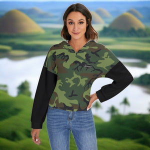 Renaissance Camo Women's Drop-shoulder Backless Hoodie With String