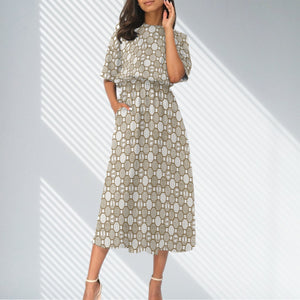 Renaissance Cream Women's Elastic Waist Dress