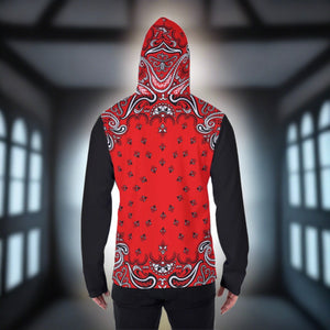 Red Bandana Men's Pullover Hoodie With Mask