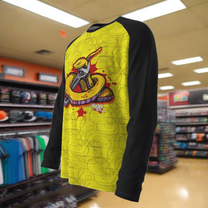Snakes Get Wrenched Long Sleeve Cotton Tee With Raglan Sleeve