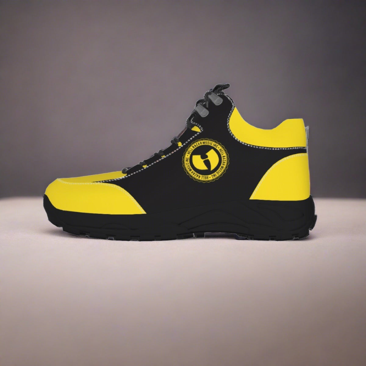 HRMI Hell Razah Black Yellow Scroll Men's Hiking Shoes