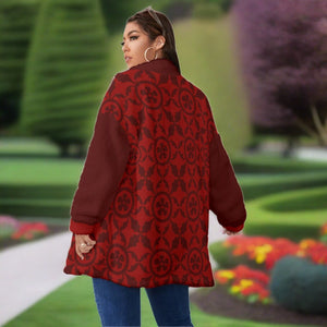 Renaissance Women's Borg Fleece Stand-up Collar Coat With Zipper Closure(Plus Size)