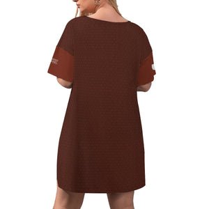 Renaissance Ruby Women's Drop-Shoulder T-Shirt with Side Split and Shorts (Plus Size)