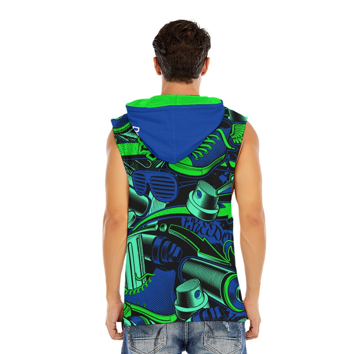 Sea-Green Style Men’s Hooded Tank Top