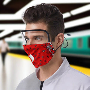 Red Bandana Mask with Eye Shield