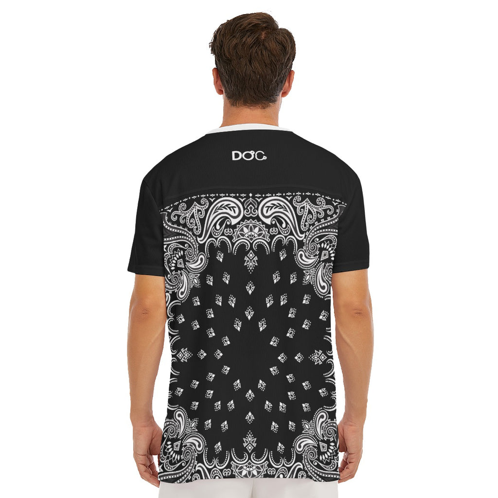 DOC Black Bandana Men's V-neck Short Sleeve T-shirt
