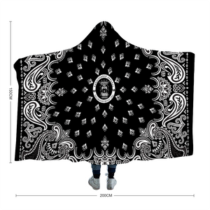 Renaissance Black Bandana Custom Fleece Hooded Blanket
