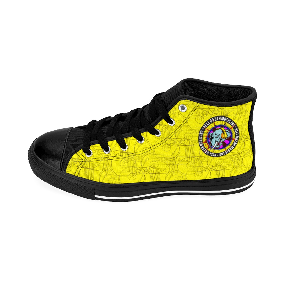 Official HellRazah Music Inc. Hannibal’s Superweapon: The War Elephant Sneakers Men's High-top Shoes HeavenRazah Merch Graphics by iHustle365