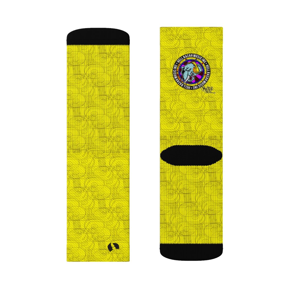 HRMI Elephant War Designer Socks Official HellRazah Music Inc. - HeavenRazah Merch - graphics by iHustle365