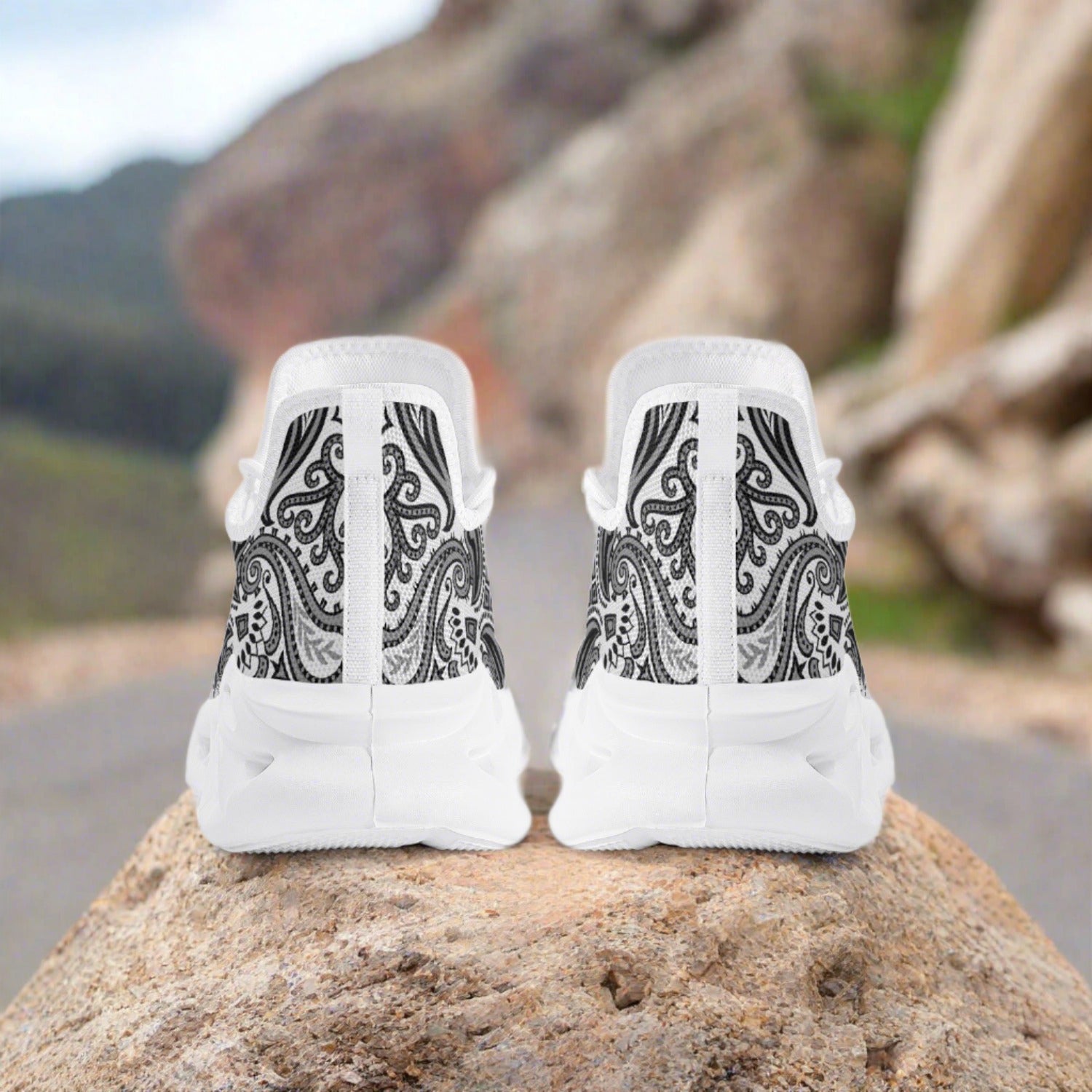 White Bandana Bounce Mesh Knit Sneakers