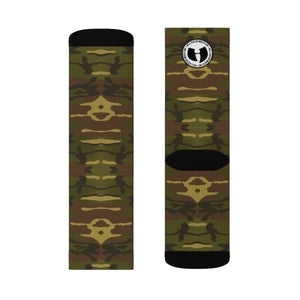HRMI Army Camo Logo Designer Socks Official HeavenRazah Merch - Hell Razah Music Inc.