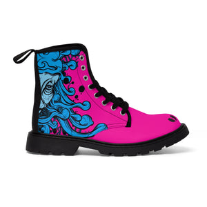 HRMI Pink Hydra Designer Doc Martin Style Women's Canvas Boots Limited Edition HellRazah Music Inc. Kicks