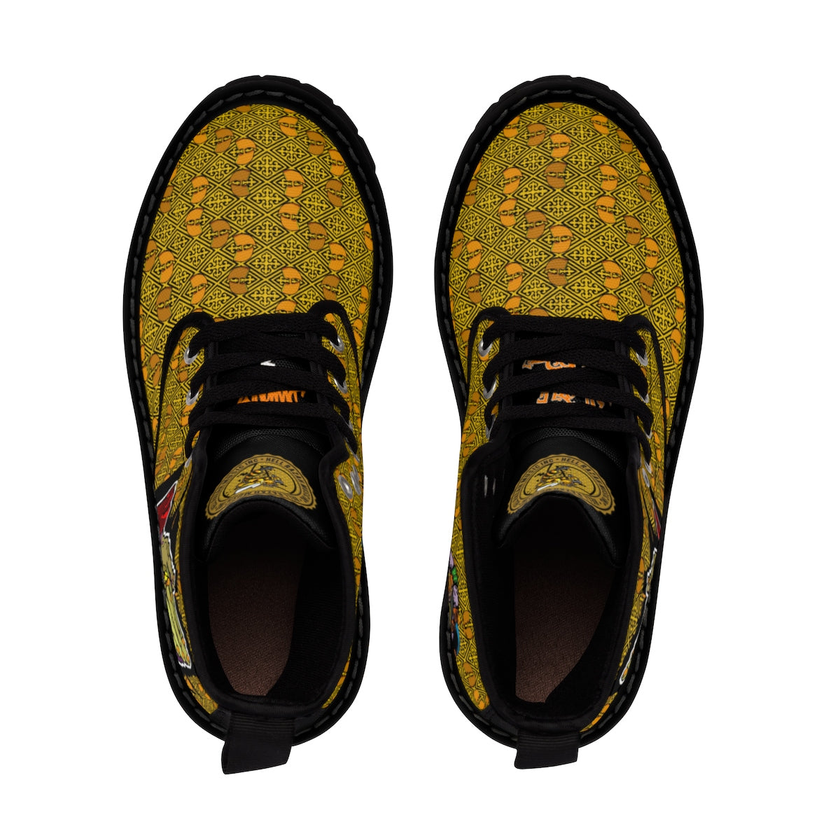 Official Hell Razah Praying Hands Emblem Designer Men's Martin Boots Art by iHustle365_