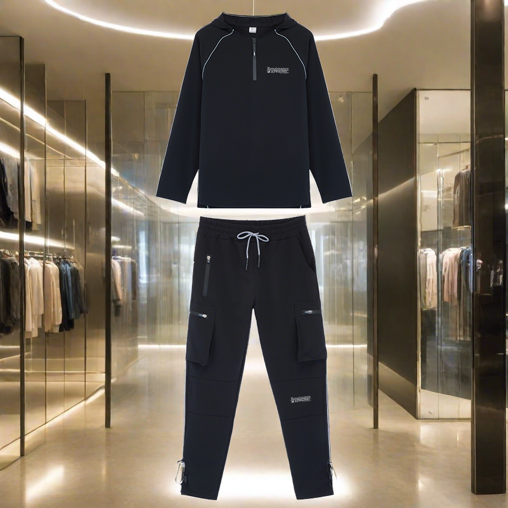 Renaissance Signature Men's Nylon Sports Suit Hoodie & Pants Set