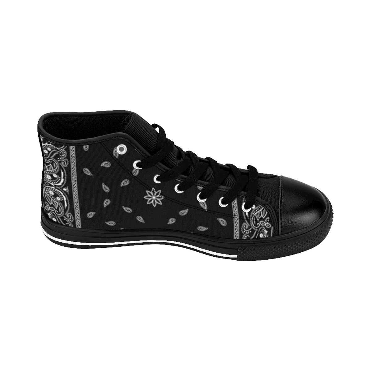 Ghetto Gov't Officialz Black Bandana Logo Men's Designer Shoes High-Top Sneakers