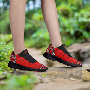 Red Bandana Mesh Running Shoes - Black