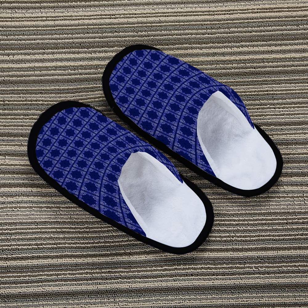 Renaissance Blue Bandana Flannel Slippers Warm Winter Slides