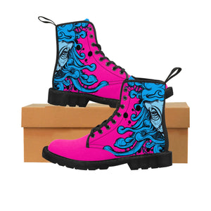 HRMI Pink Hydra Designer Doc Martin Style Women's Canvas Boots Limited Edition HellRazah Music Inc. Kicks