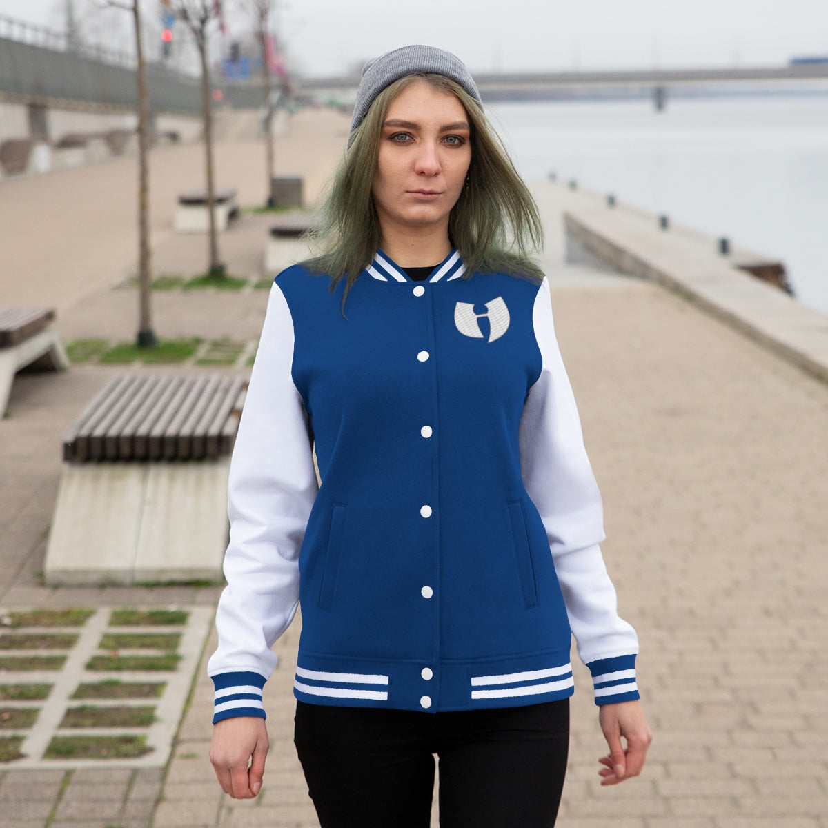 HRMI Hell Razah Music H Logo Embroidered Women's Varsity Jacket HeavenRazah