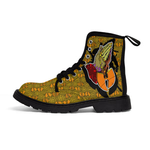 Official Hell Razah Praying Hands Emblem Designer Men's Martin Boots Art by iHustle365_