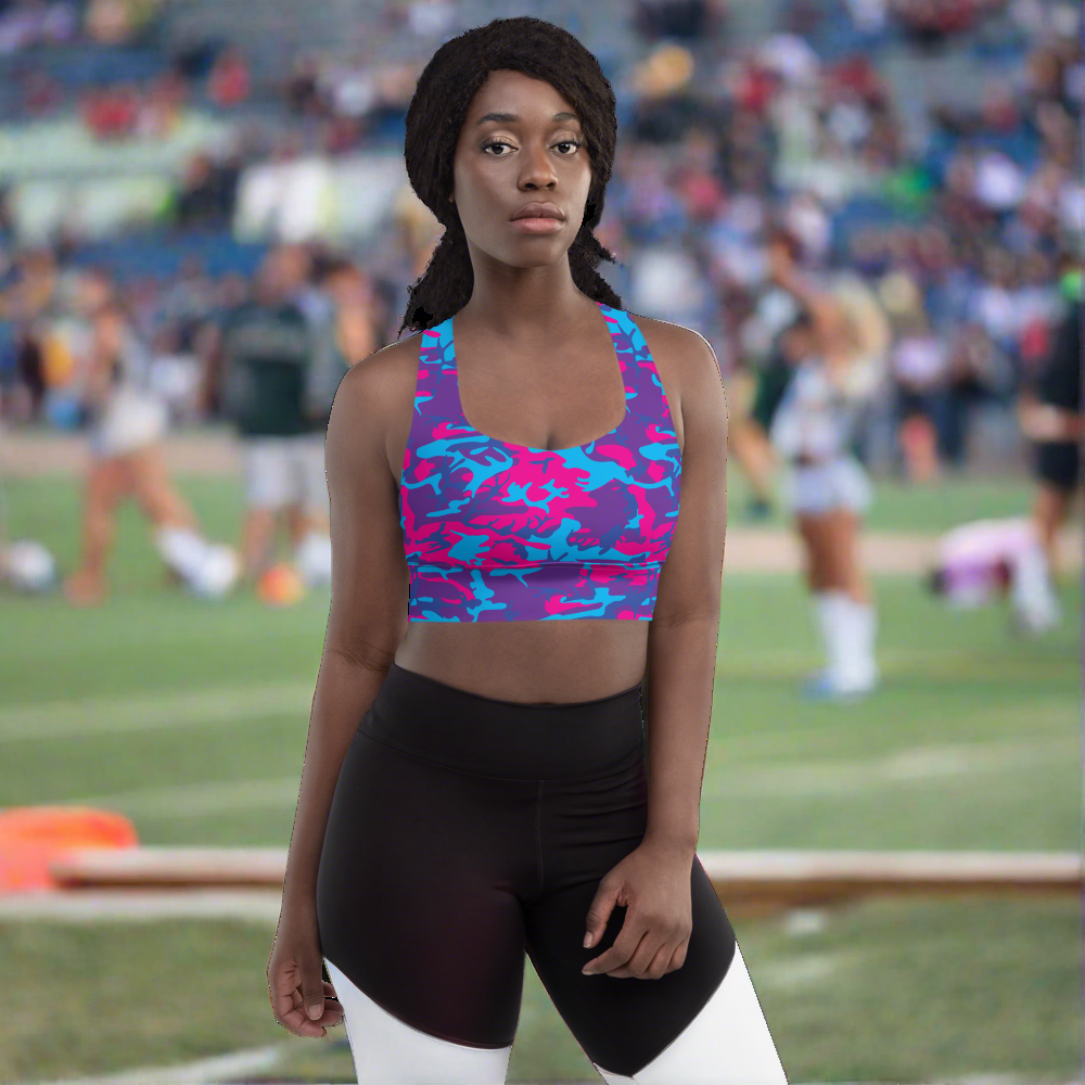 Grape Camo Longline Sports Bra