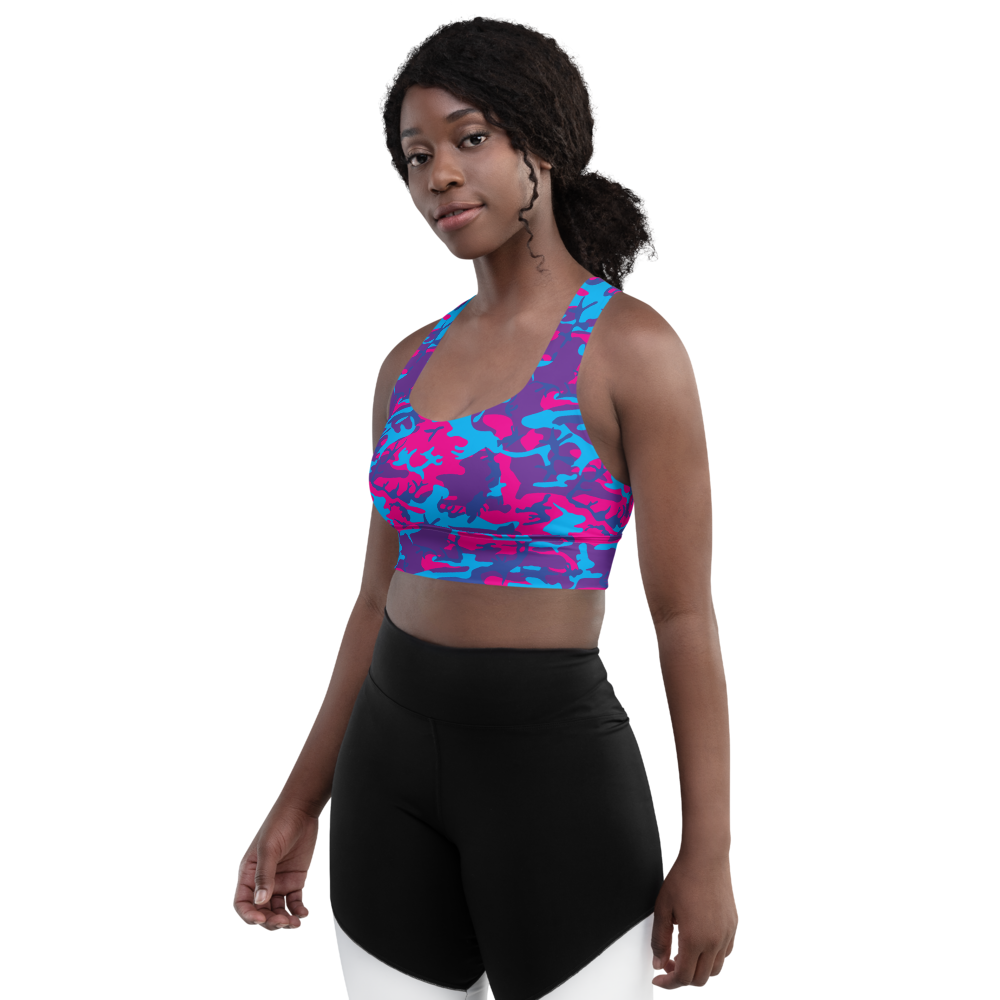 Grape Camo Longline Sports Bra