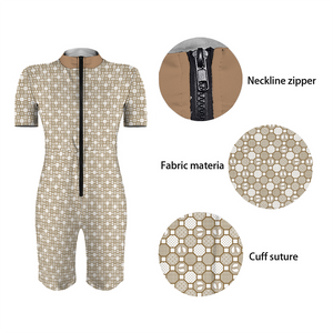 Renaissance Cream Short Sleeve Zipper Jumpsuit