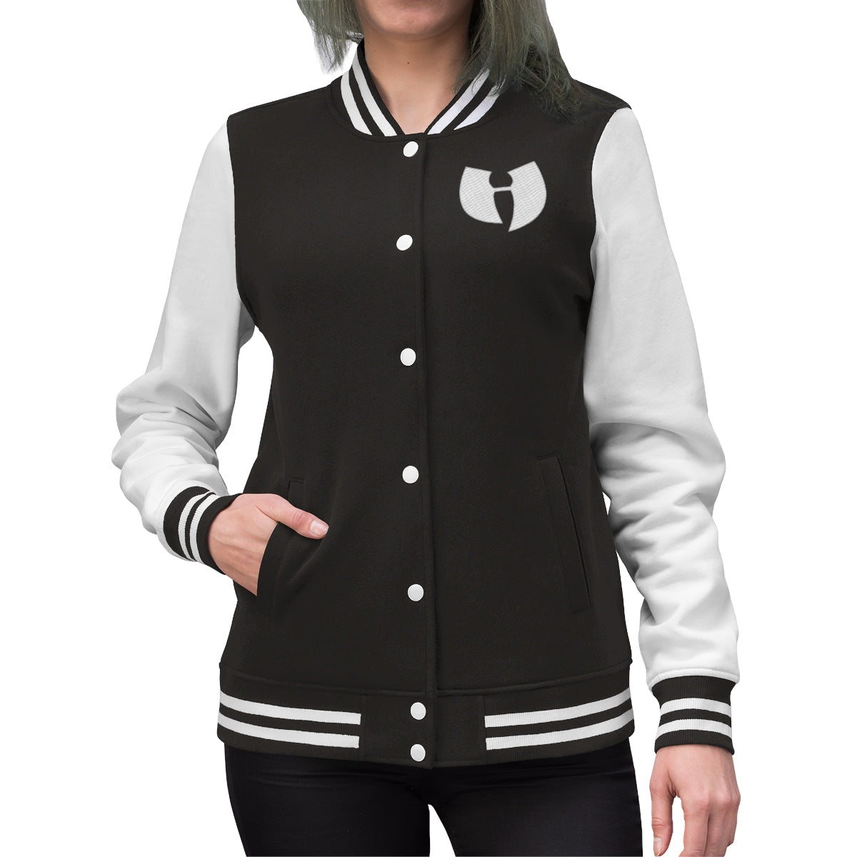 HRMI Hell Razah Music H Logo Embroidered Women's Varsity Jacket HeavenRazah