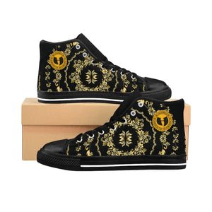 OFFICIAL 
HELL RAZAH MUSIC INC.  BLACK 'N GOLD  FORT KNOX HEAVENCOPTERS V.II MEN'S DESIGNER HIGH-TOP SNEAKERS HEAVEN RAZAH SEASONAL MERCH