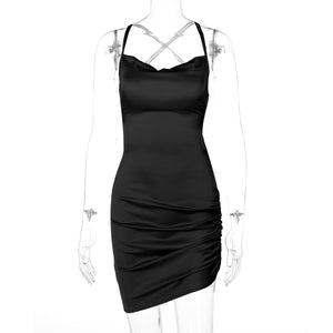Women's Back Cutout Sexy Sling Dress Mini Dress