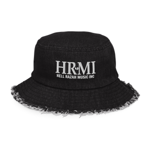 HRMI Embroidered Distressed Denim Bucket Hat