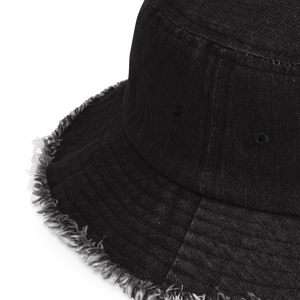 HRMI Embroidered Distressed Denim Bucket Hat