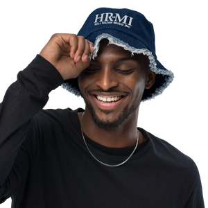HRMI Embroidered Distressed Denim Bucket Hat
