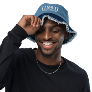 HRMI Embroidered Distressed Denim Bucket Hat