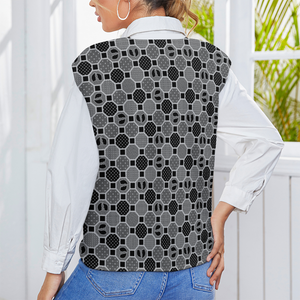 Renaissance Charcoal Woman's V-Neck Sleeveless Sweater Vest