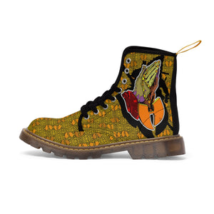 Official Hell Razah Praying Hands Emblem Designer Men's Martin Boots Art by iHustle365_