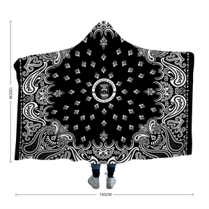 Renaissance Black Bandana Custom Fleece Hooded Blanket
