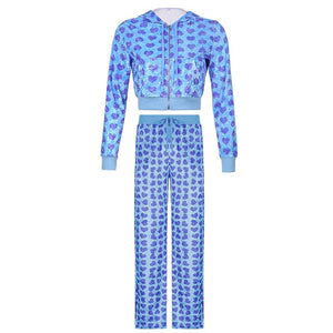 Women's Two Piece Athletic Suit Crop Jacket & Joggers Set Loungewear
