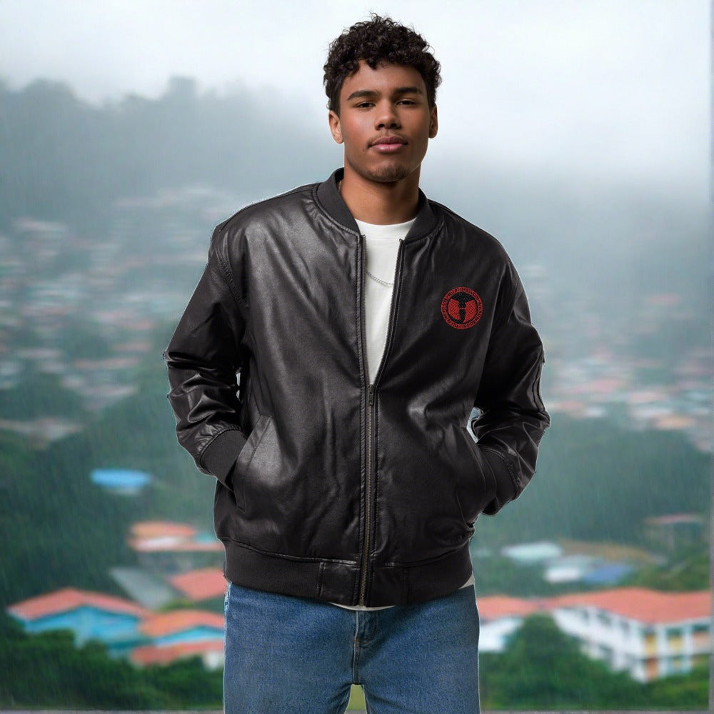 HRMI Logo Leather Bomber Jacket