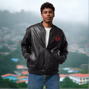 HRMI Logo Leather Bomber Jacket