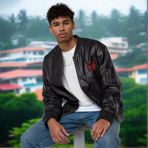 HRMI Logo Leather Bomber Jacket