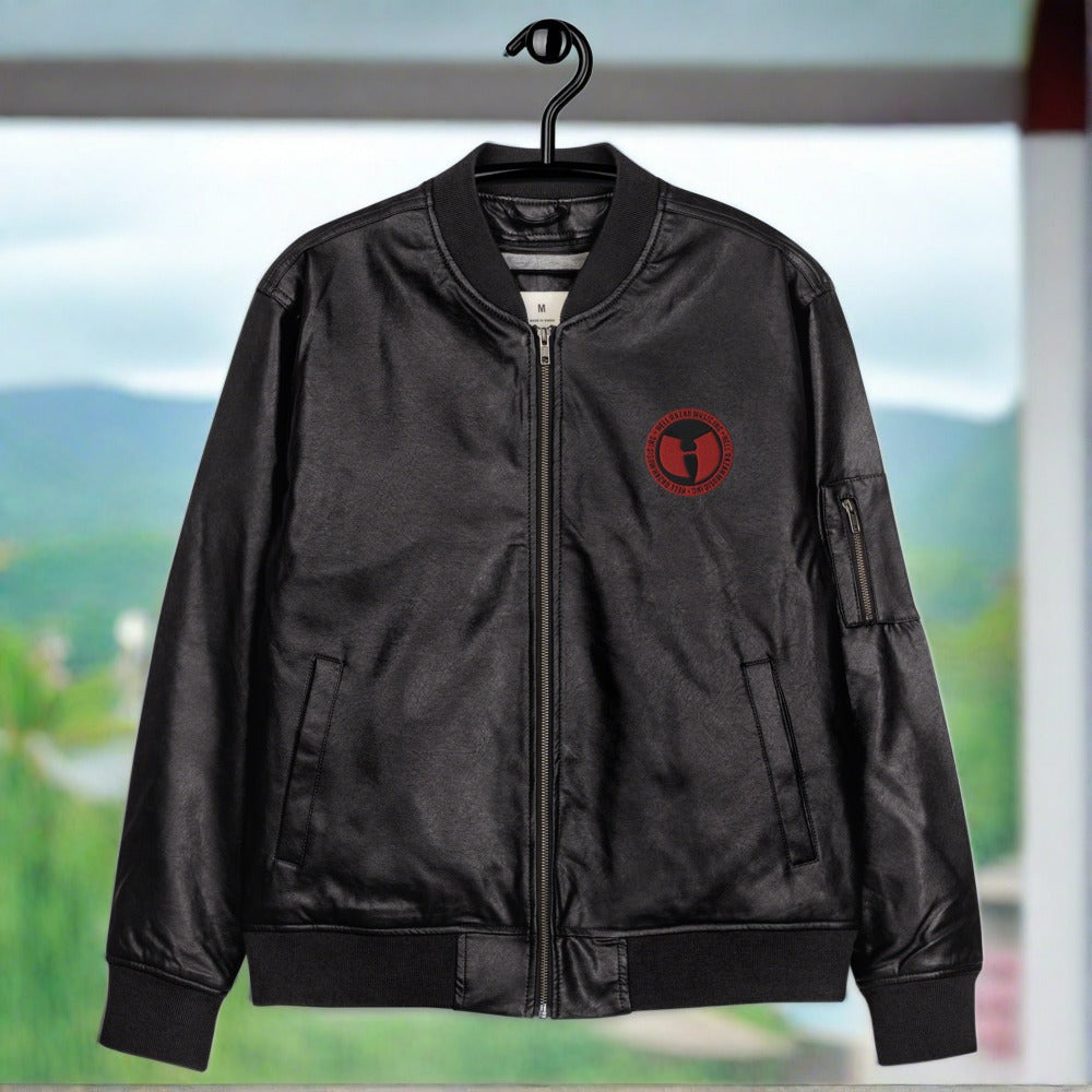 HRMI Logo Leather Bomber Jacket