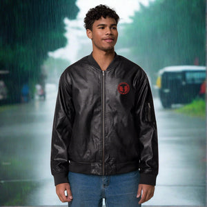 HRMI Logo Leather Bomber Jacket