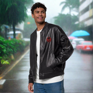 HRMI Logo Leather Bomber Jacket
